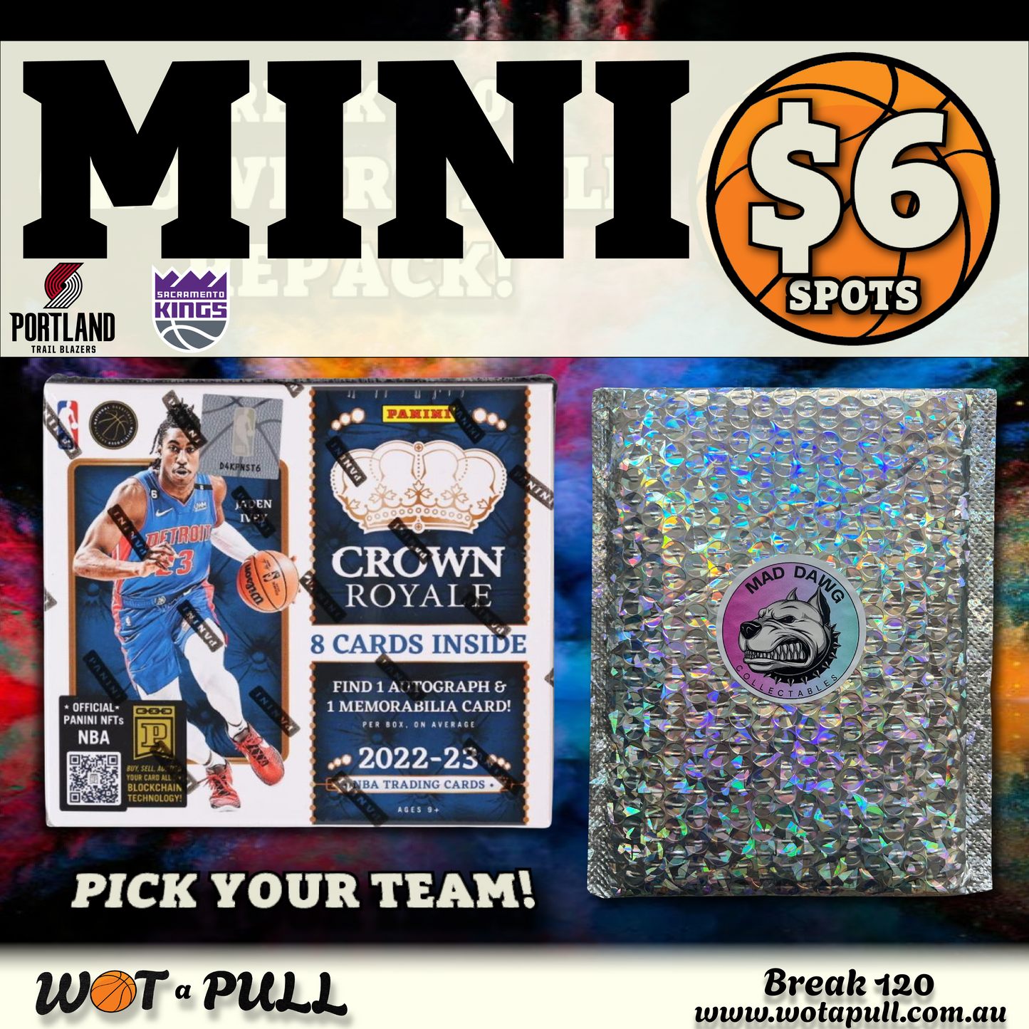 BREAK #120 CROWN ROYALE HOBBY & REPACK MINI #1 FOR BLAZERS & KINGS!