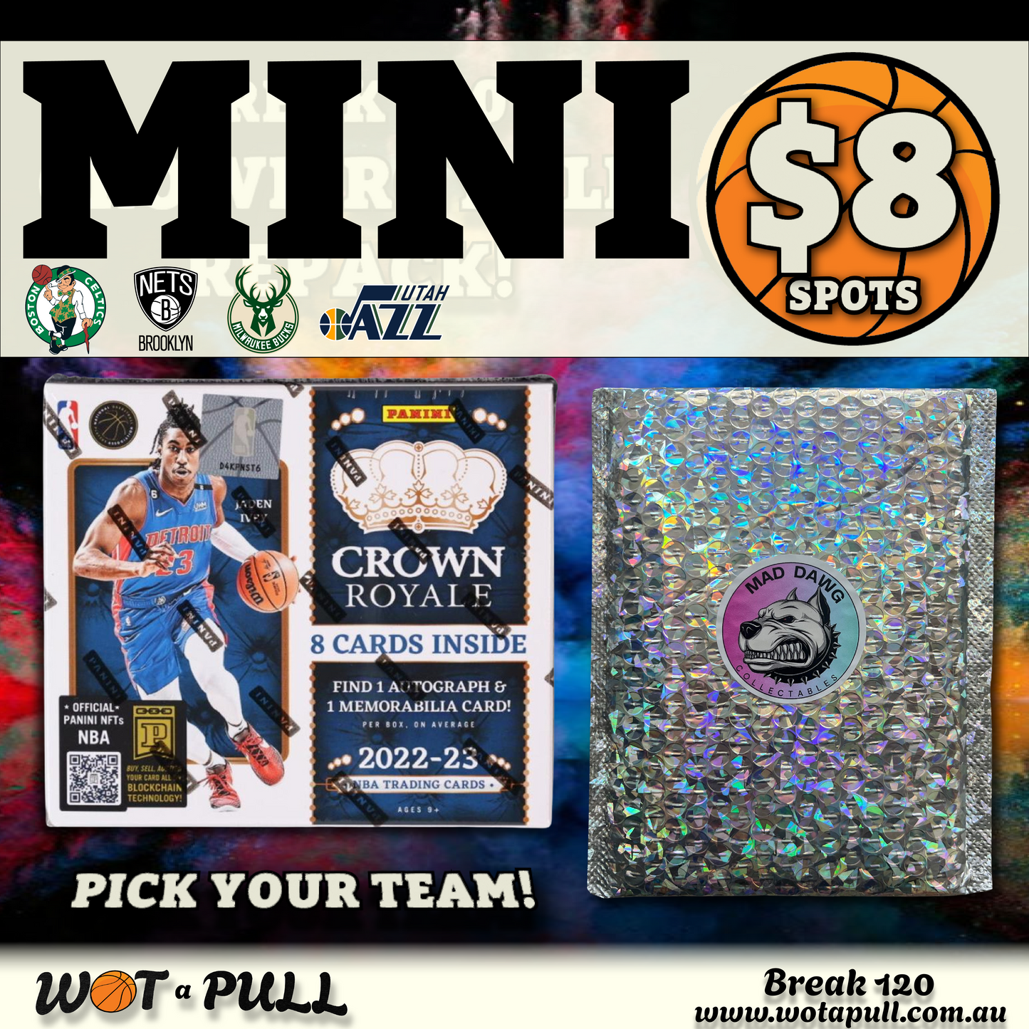 BREAK #120 CROWN ROYALE HOBBY & REPACK MINI #2 FOR CELTICS, NETS, BUCKS & JAZZ!