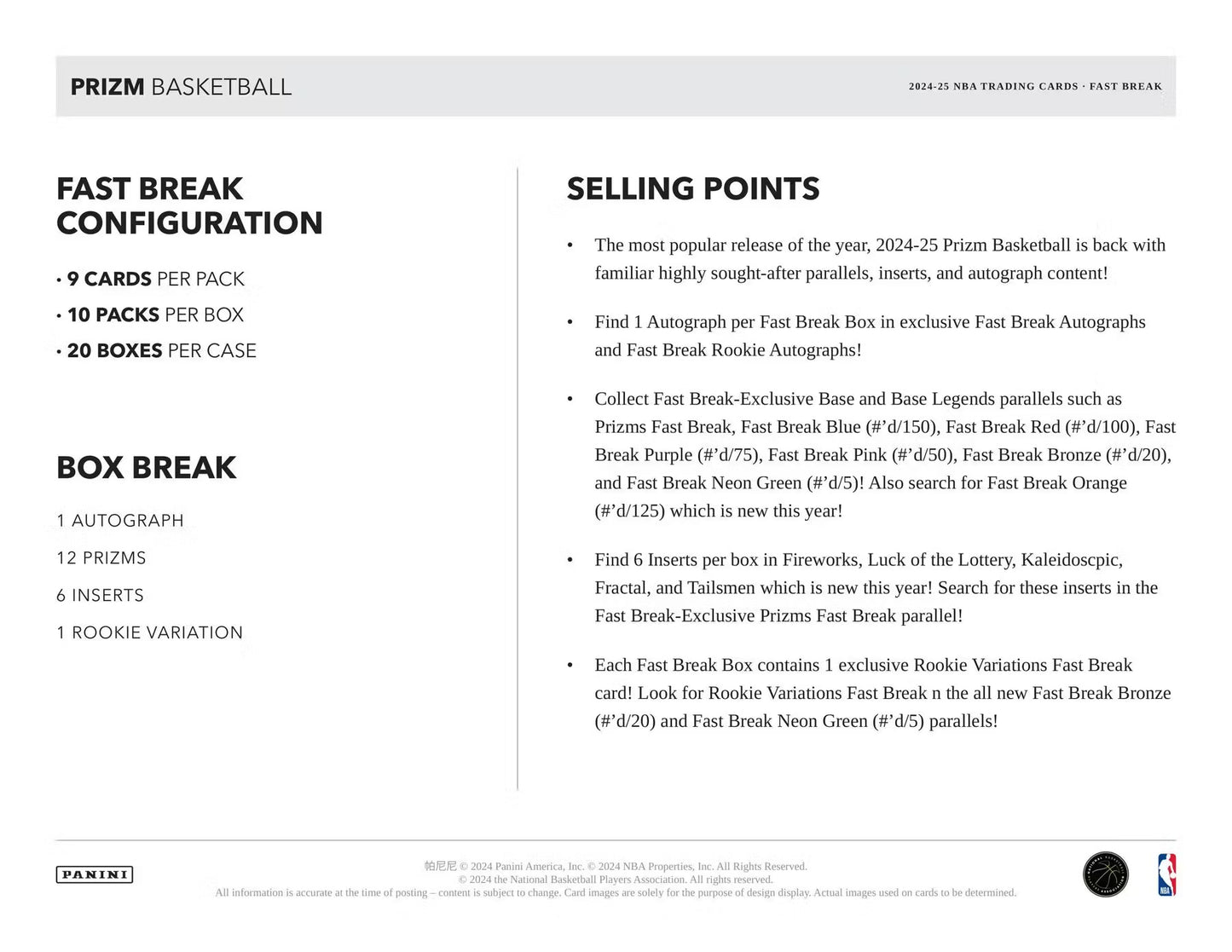 BREAK #482 - 2024-25 PRIZM FASTBREAK!