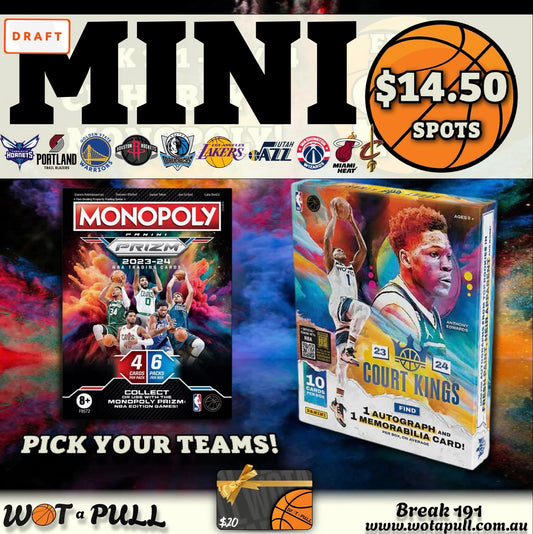 BREAK #191 2023-24 COURT KINGS HOBBY & MONOPOLY PRIZM DRAFT MINI!