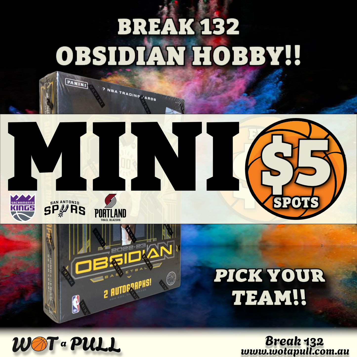 BREAK #132 2022-23 OBSIDIAN HOBBY MINI #2 FOR BLAZERS KINGS & SPURS!