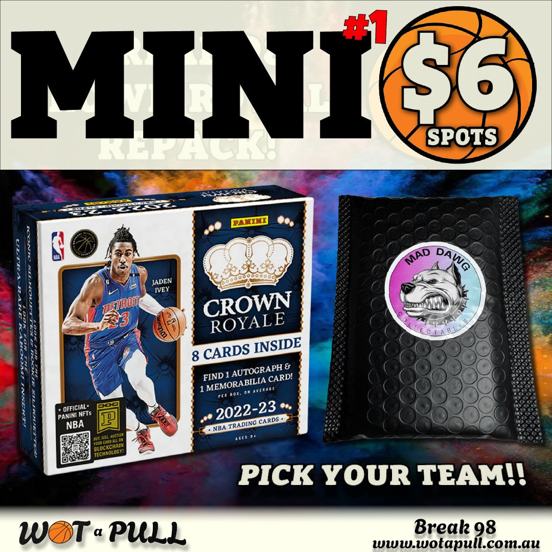 BREAK #98 CROWN ROYALE HOBBY & RANDOM REPACK! MINI FOR BLAZERS & KINGS!