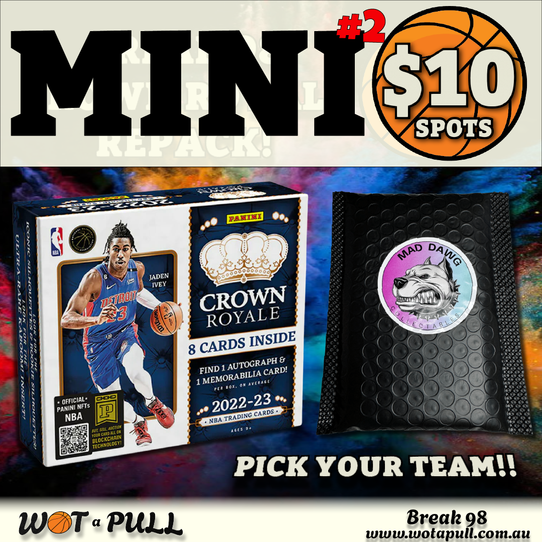 BREAK #98 CROWN ROYALE HOBBY & RANDOM REPACK! MINI FOR HAWKS, PISTONS & ROCKETS!